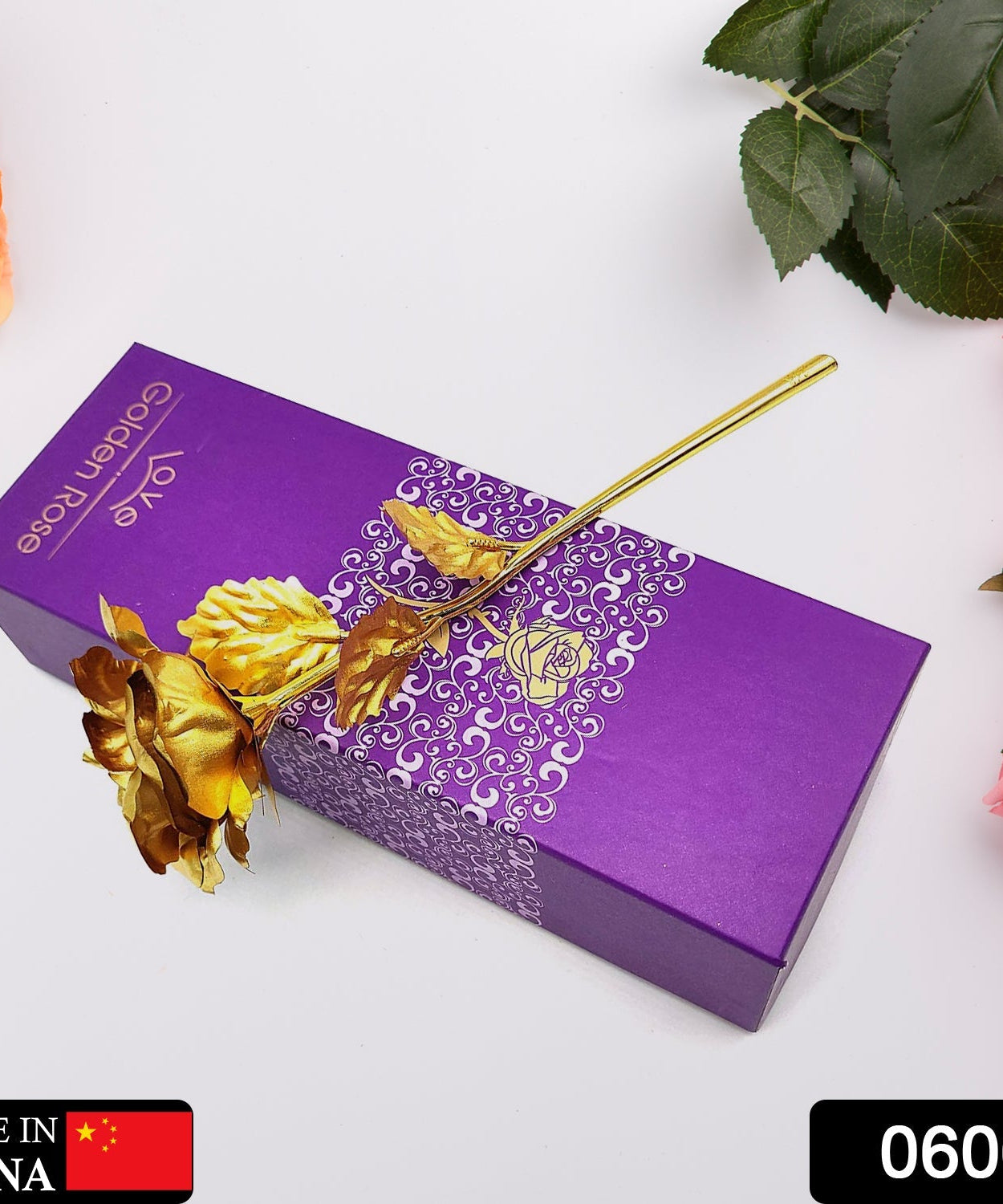 Luxury Decorative Gold Plated Artificial Golden Rose with Premium Box