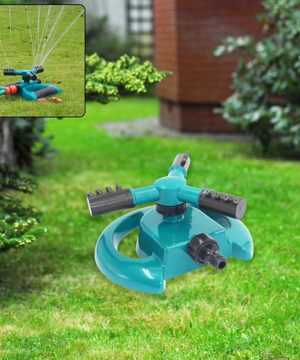 3 Arm 360° Sector Rotating Water Sprinkler Garden Pipe Hose Irrigation Yard