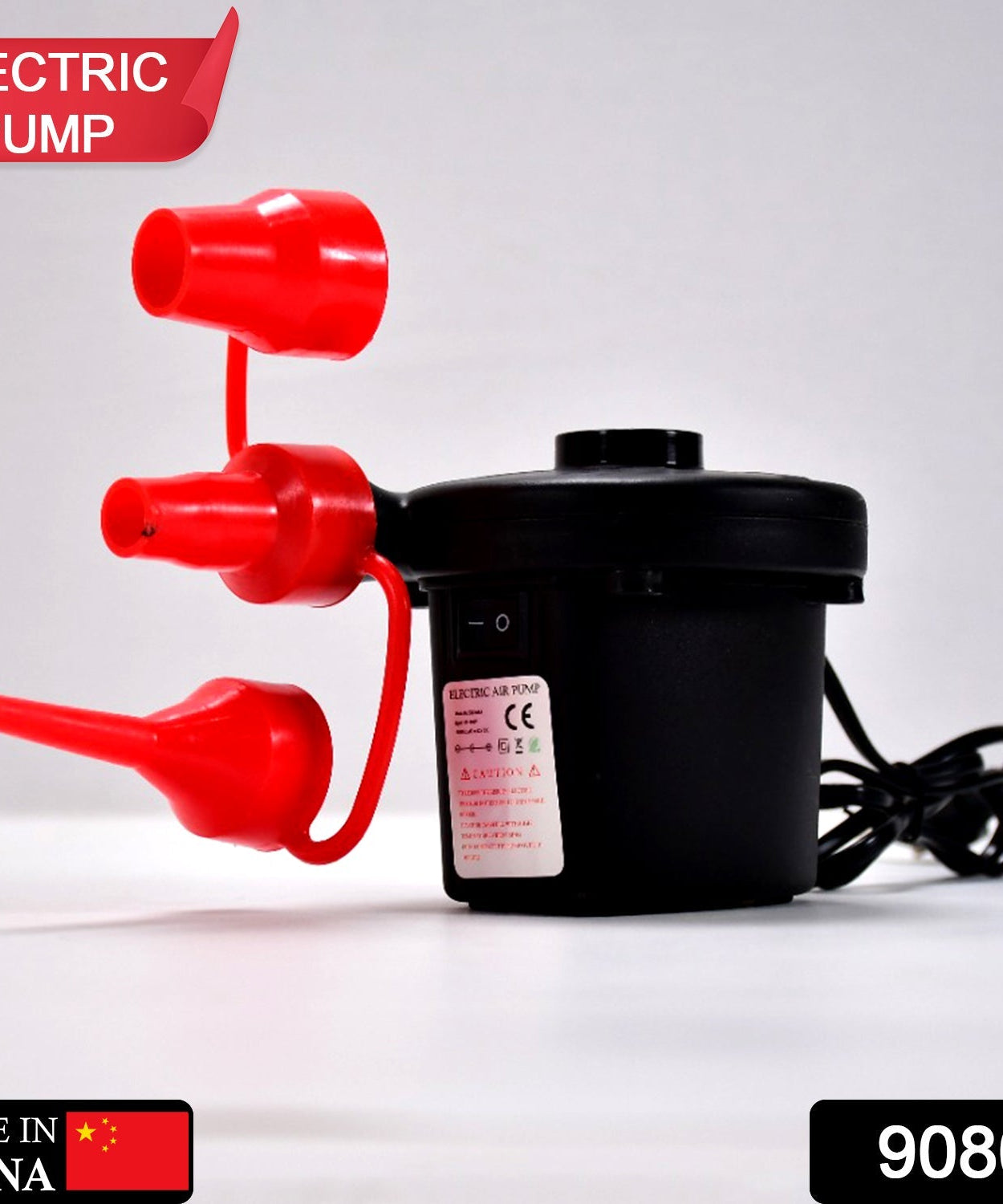 Air pump for inflating balls and balloons, with three nozzles