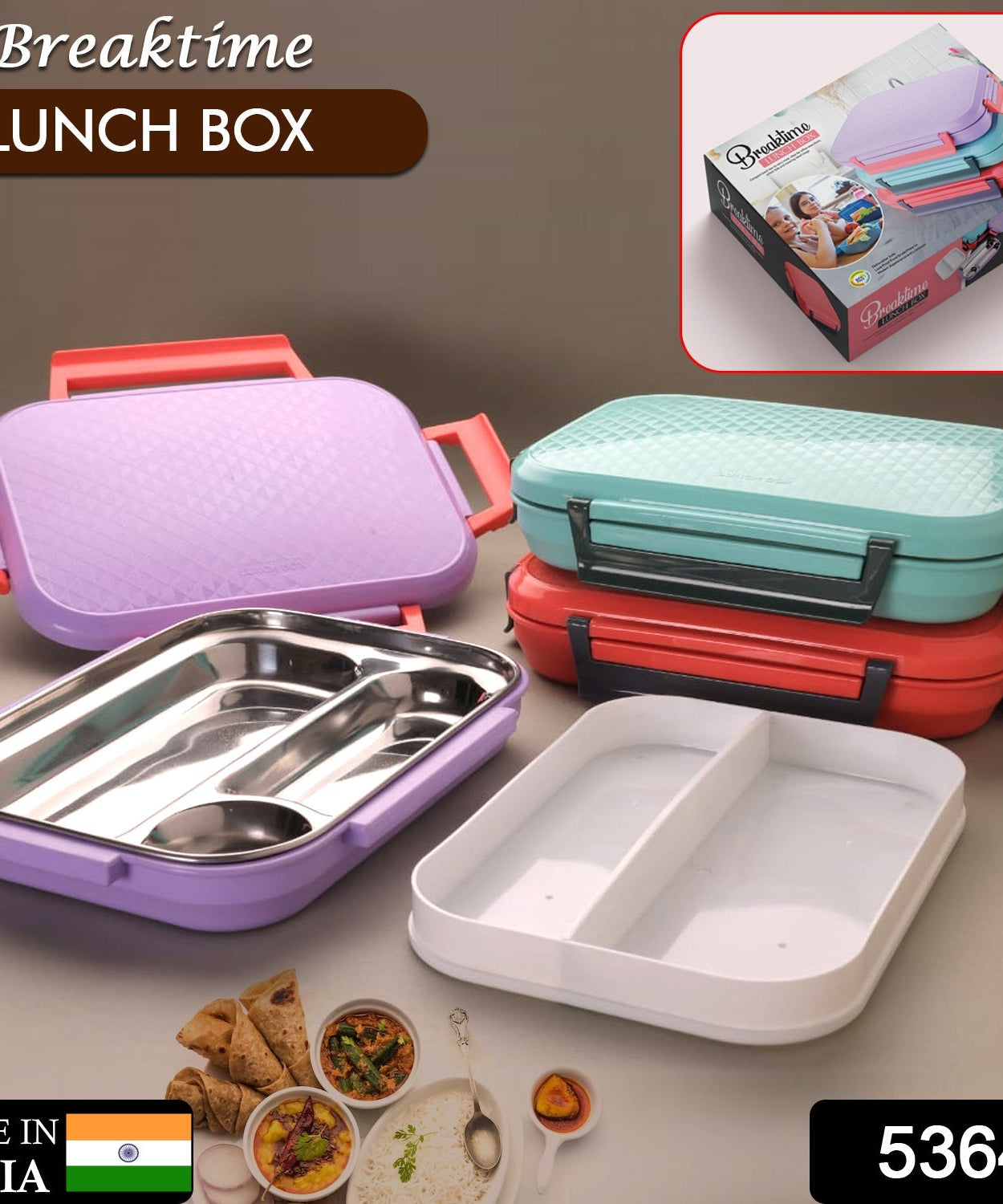 lunch box steel compartments for food organization.