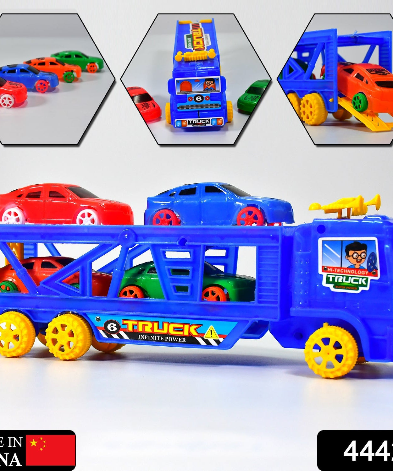 Truck toy with 4 mini vehicles