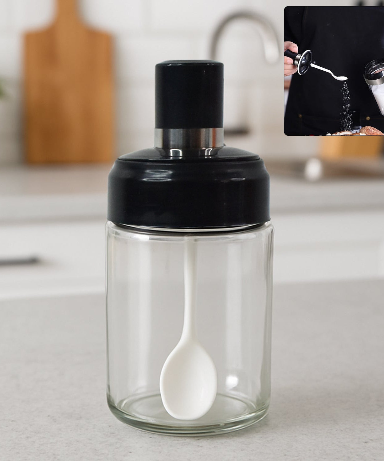 Clear Glass Kitchen Storage Jar