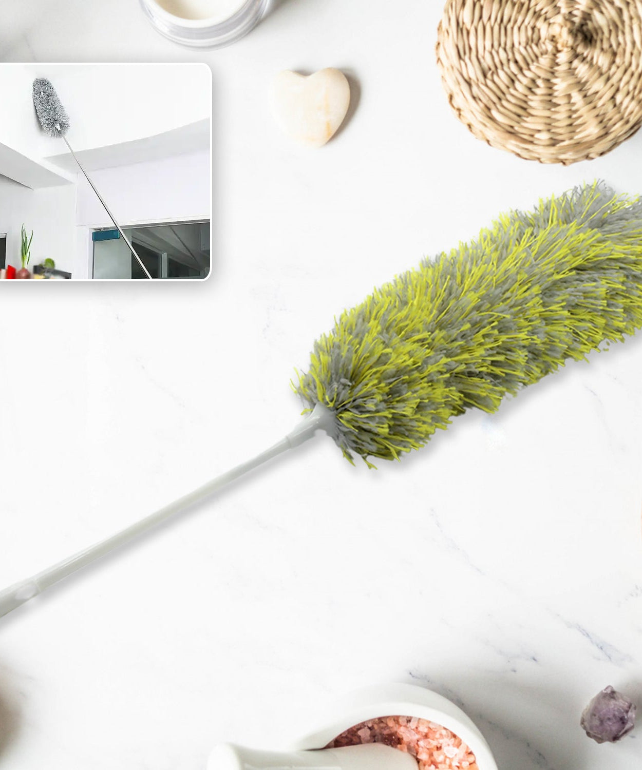 Long Handle Microfiber Duster – Extendable & Washable Cleaning Tool for Home, Car & Office (62cm)