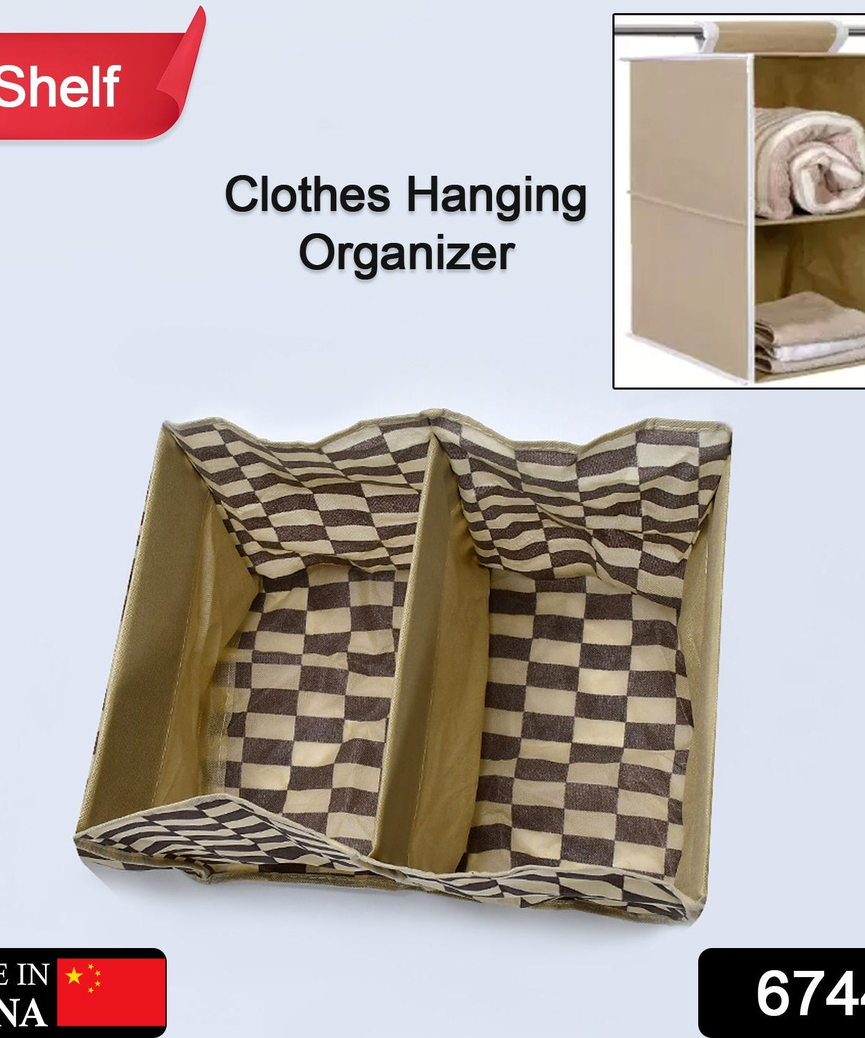 Fabric 2-shelf closet organizer, hanging design