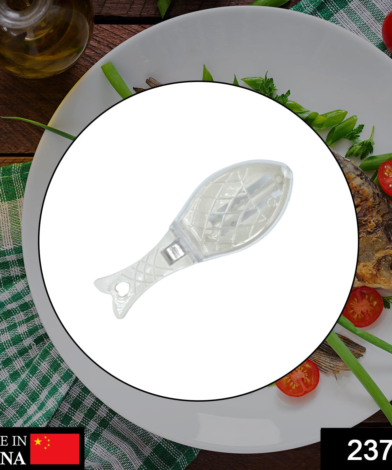 Kitchen peeler for removing fish scales quickly.