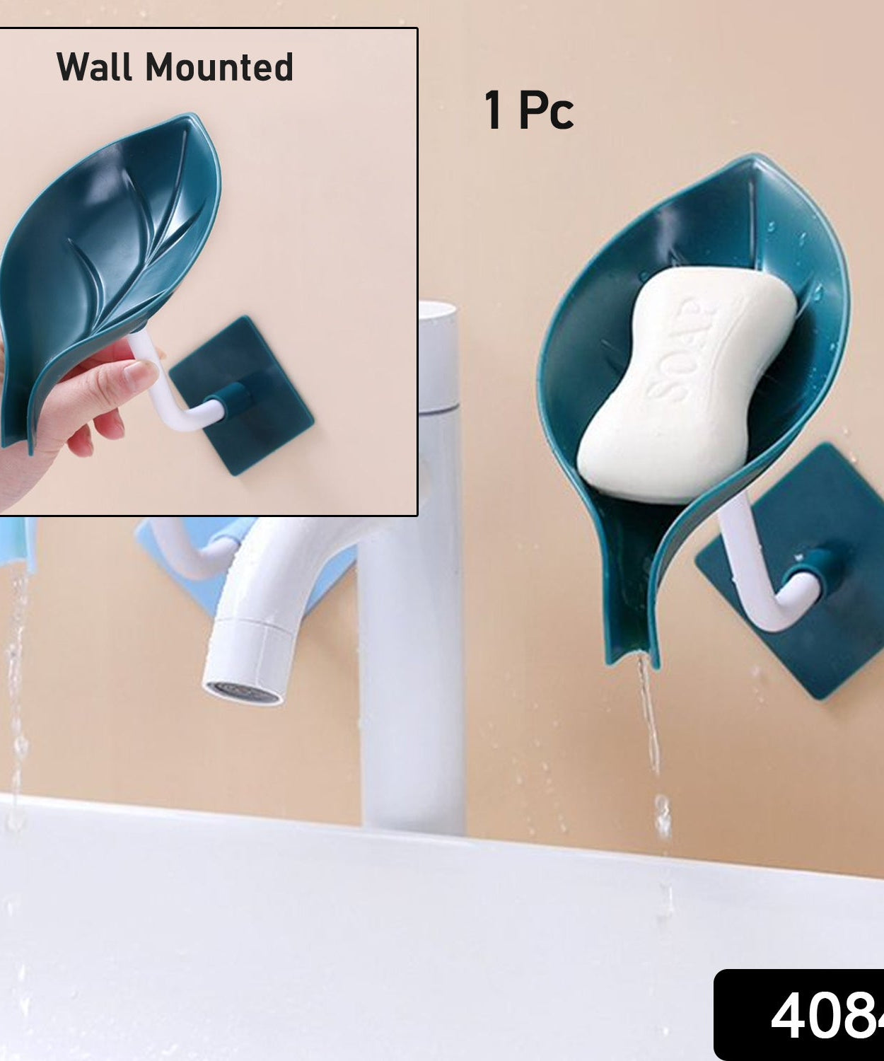 Soap Holder Leaf-Shape Self Draining Soap Dish Holder, With Suction Cup Soap Dish Suitable for Shower, Bathroom, Kitchen Sink