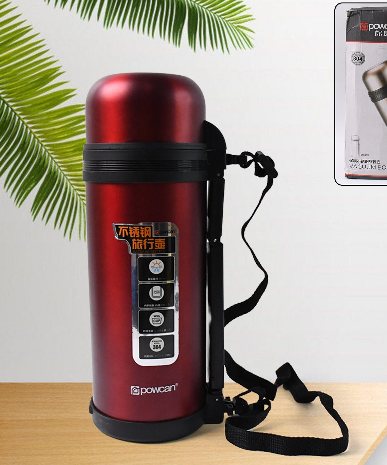 Stainless Steel Water Bottle Vacuum Insulated Thermos Flask Double-Walled Coffee Thermos Flask Leak-proof Water Bottle for Sports, Fitness, Gym (1500ML)