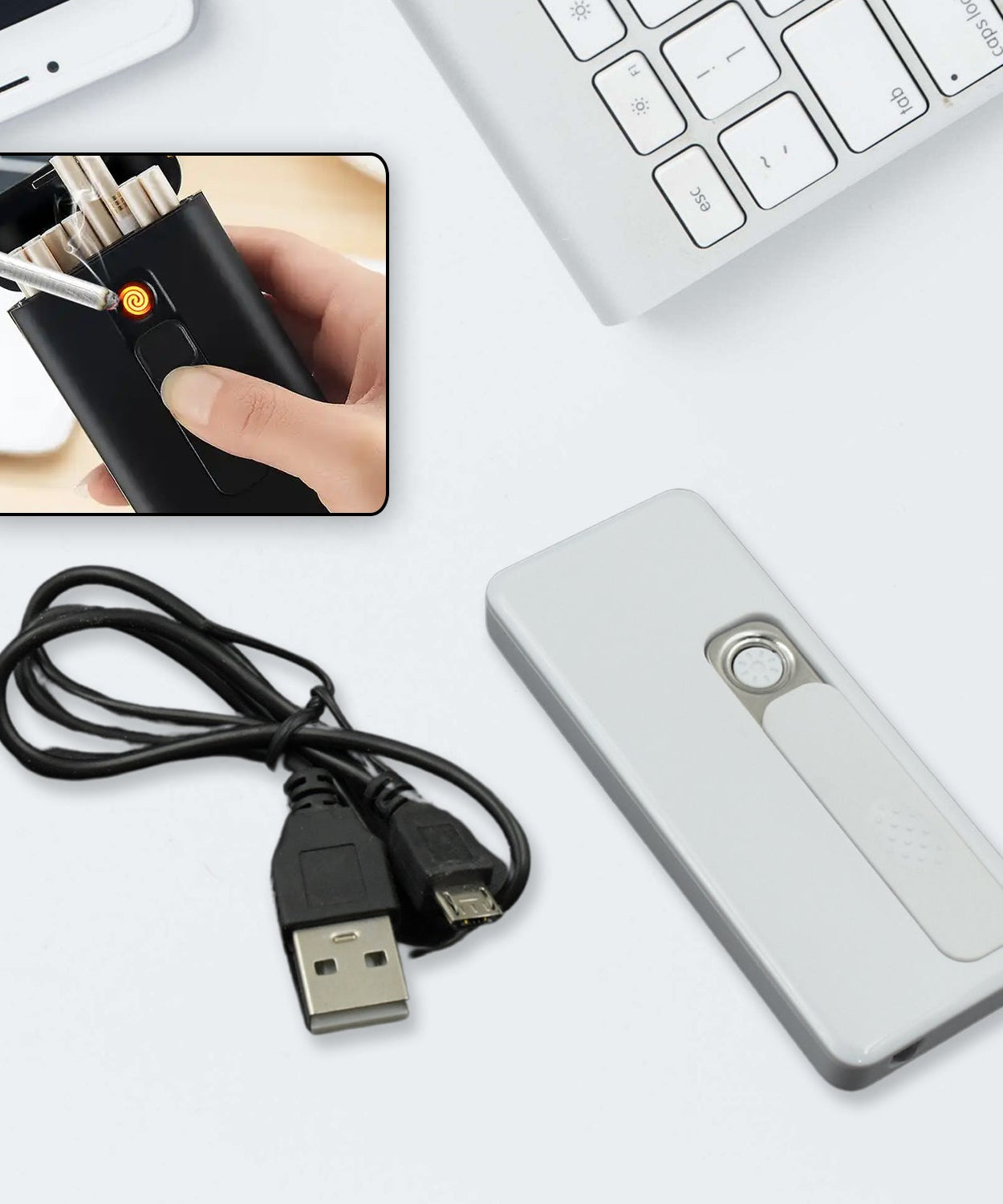 Stylish Electric USB Lighter for Men & Women (Rechargeable, Windproof)