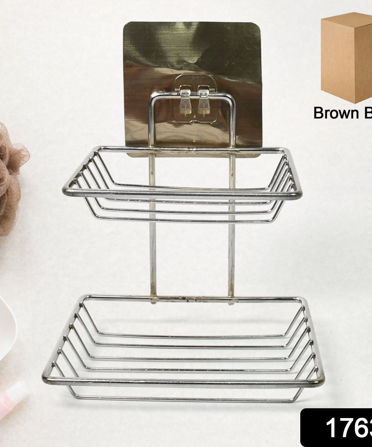 Kitchen Bathroom Soaps Storage Rack with 2 Hook for Home