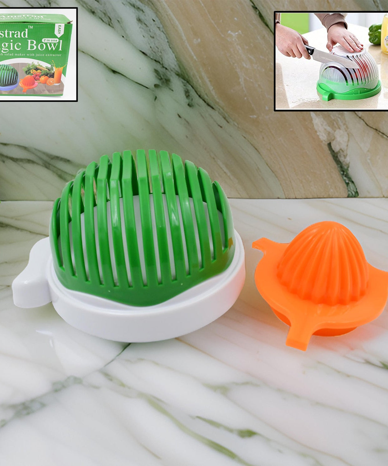2 In 1 Salad Cutter Bowl with Lemon Squeezer 