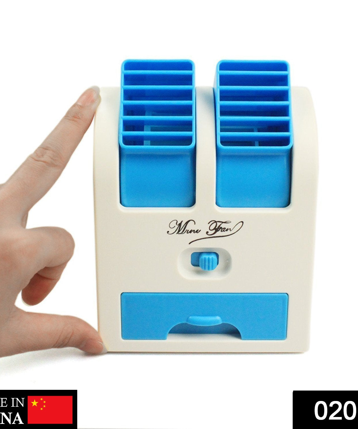 Mini air conditioner with bladeless technology.