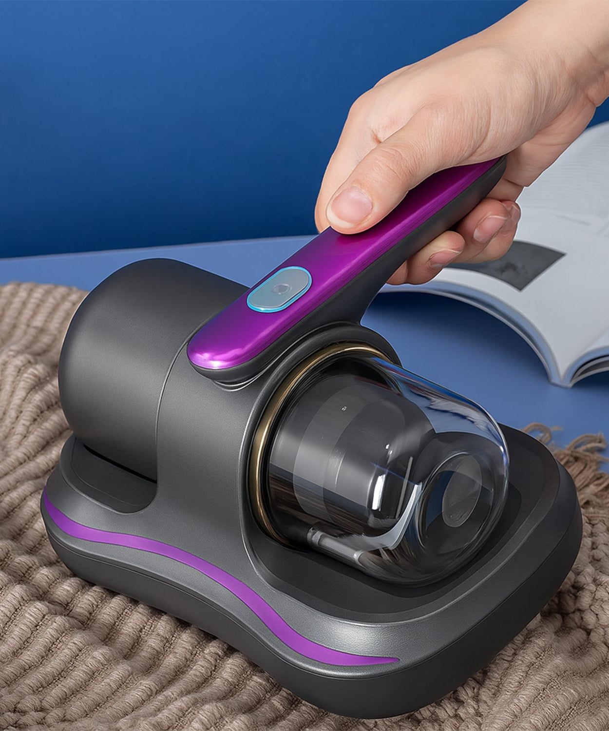 Powerful Suction Portable Handheld Vacuum Cleaner - Low Noise Vacuum Cleaner for Bed - Cordless Vacuum Cleaner for Car Seat Crevices Pillows, Mattresses, Sofas Wireless Anti Dust and Mite Cleaner