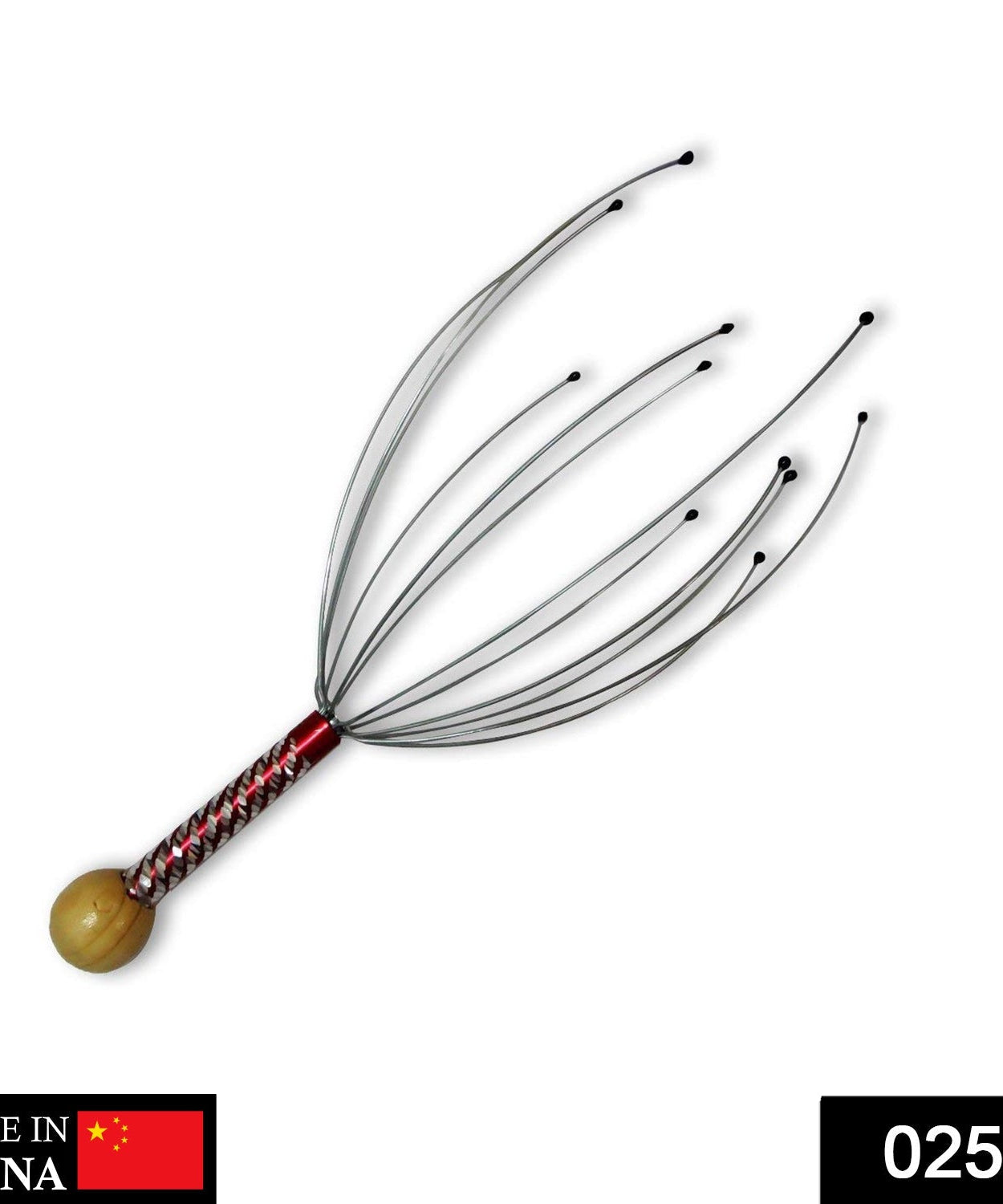 Scalp massager designed for stress relief, handheld for convenience.