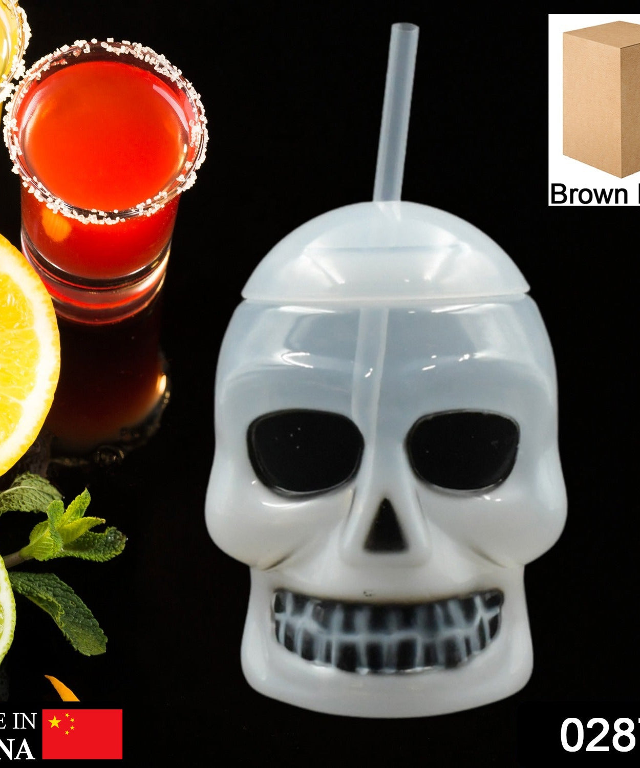 Ghost Face Bottle Water Bottle, Drinking Cup with Lid and Straw, Party Favors Summer Hawaiian and Beach Party Decorations for Kids Adults With Brown Box(1 Pc)