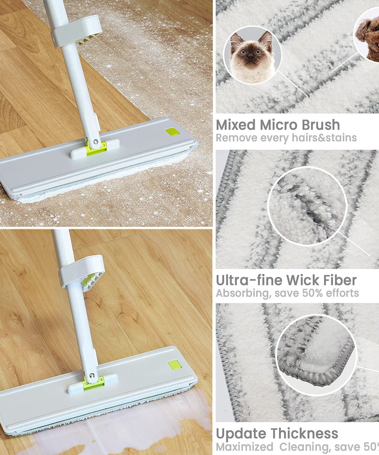 Mop and bucket set with washable microfiber pad