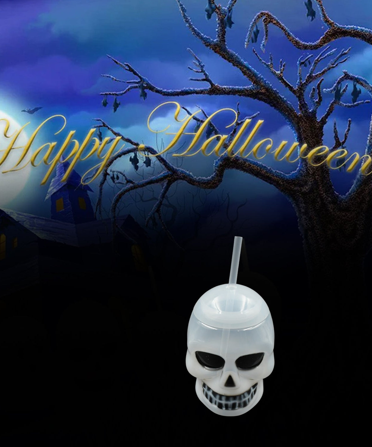 Ghost Face Bottle Water Bottle, Drinking Cup with Lid and Straw, Party Favors Summer Hawaiian and Beach Party Decorations for Kids Adults With Brown Box(1 Pc)