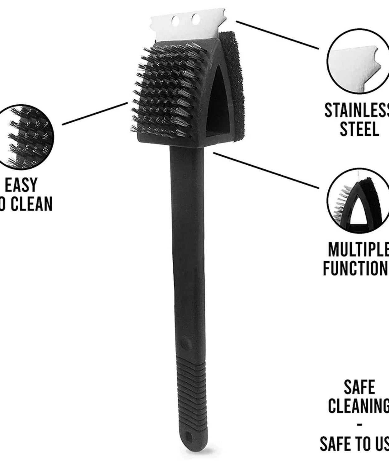 Black 2 Side Use Brush Scarp Cleaning Brush &  Wire Brush for Garage Use