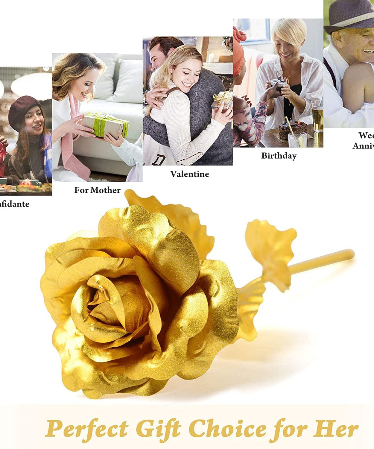 Luxury Decorative Gold Plated Artificial Golden Rose with Premium Box