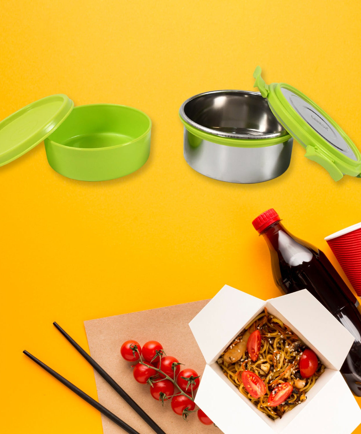 Stainless Steel Tiffin Lunch Box Container / Dabba with 4 Side Clip Lock Lid for Office & School Use/ Food Grade / Air Tight / Easy to Carry / Leak Proof