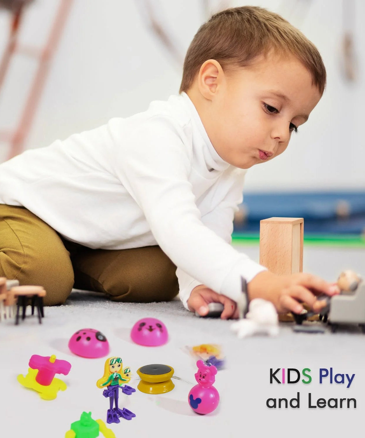 Container with toys for kids