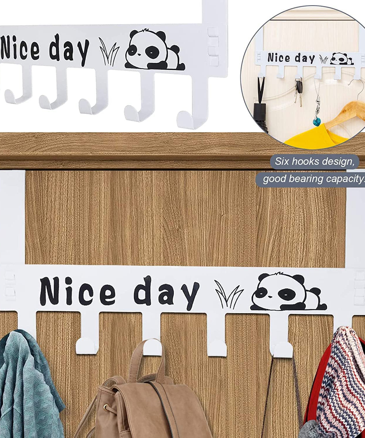 Heavy-Duty Carbon Steel Over Door Hook Rack for Towels & Coats (1 Pc, 6 Hooks)