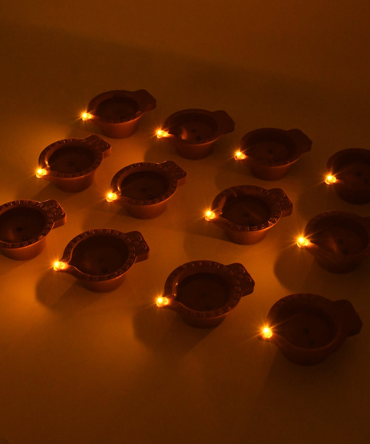 Flower Water Sensor Diyas for Diwali Decoration, Diwali (12 Pcs Set)