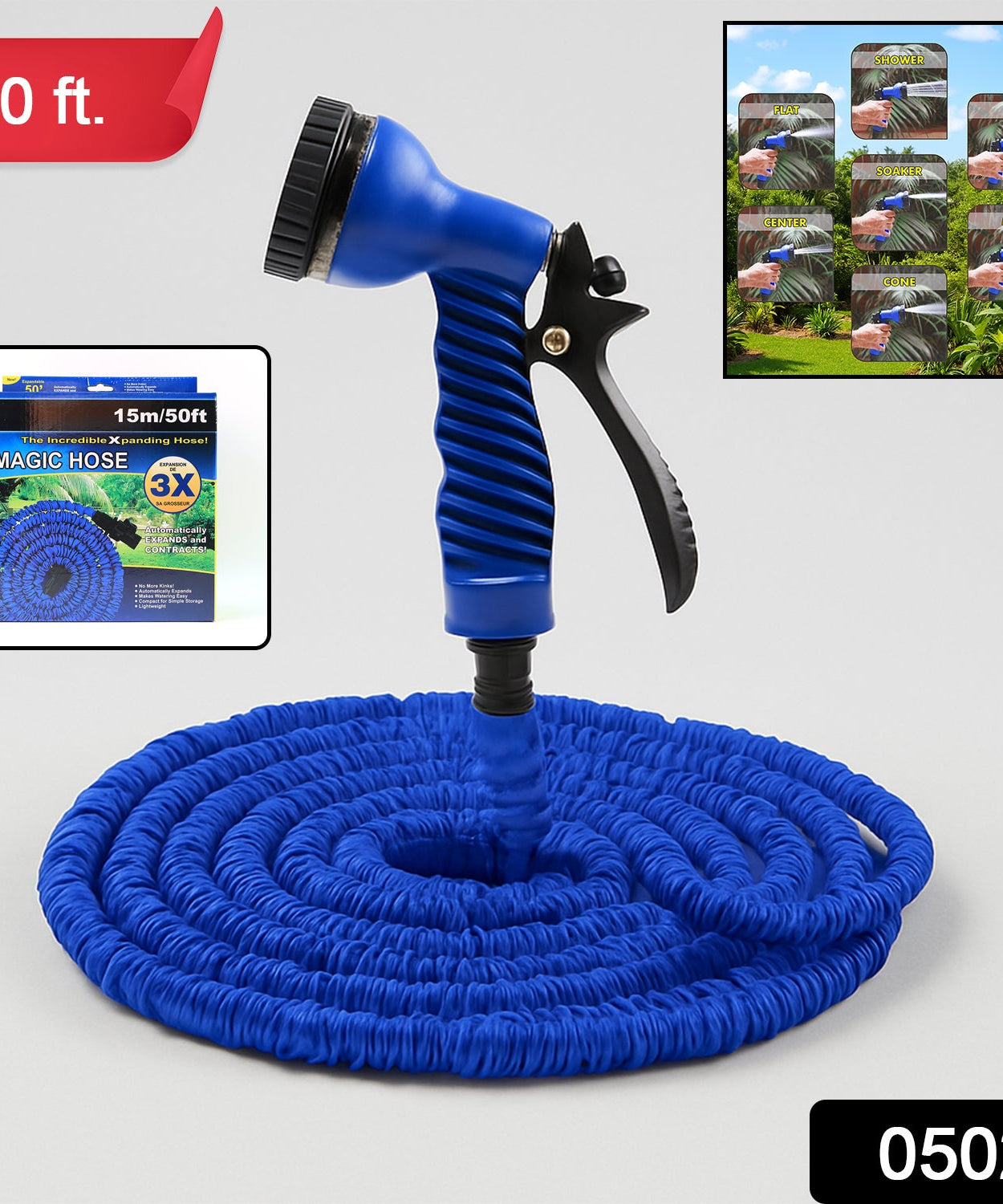 50 Ft Expandable Hose Pipe Nozzle For Garden Wash Car Bike With Spray Gun