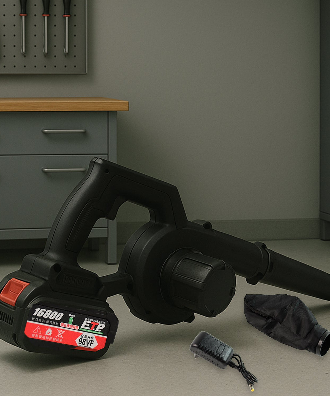 Multi-Purpose Home and Garden Air Blower Kit with Collection Bag for Easy Cleaning