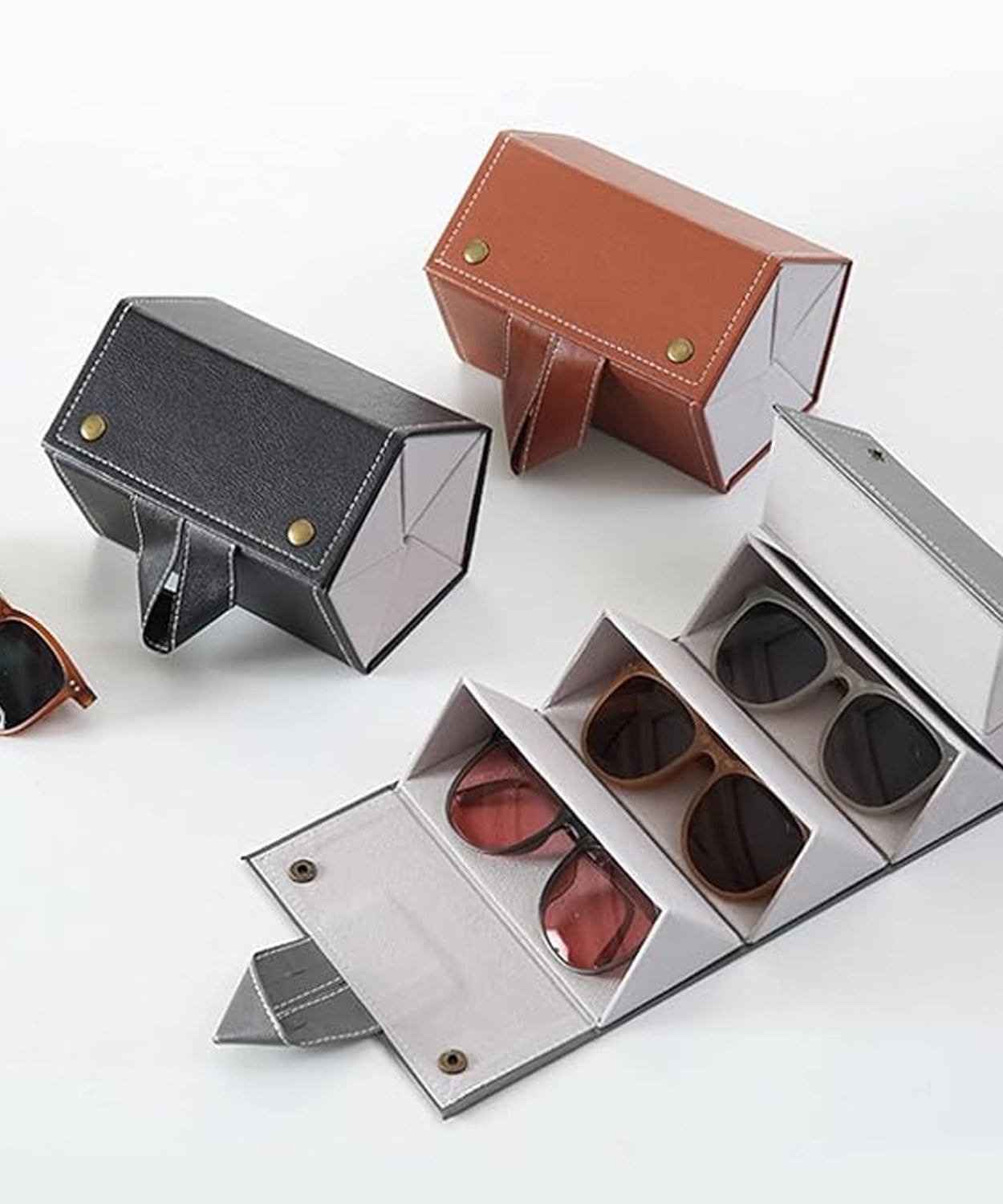 5 Slots Sunglasses Organizer Box, Glass Holder Box, spectacle case of sunglasses, Specs case, Foldable Travel Glasses Case Storage (1 Pc)