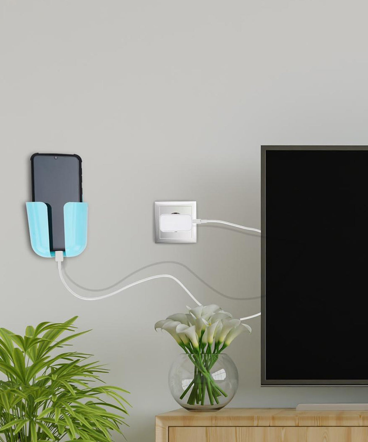 Wall-mounted storage case in various colors, ideal for remote control.