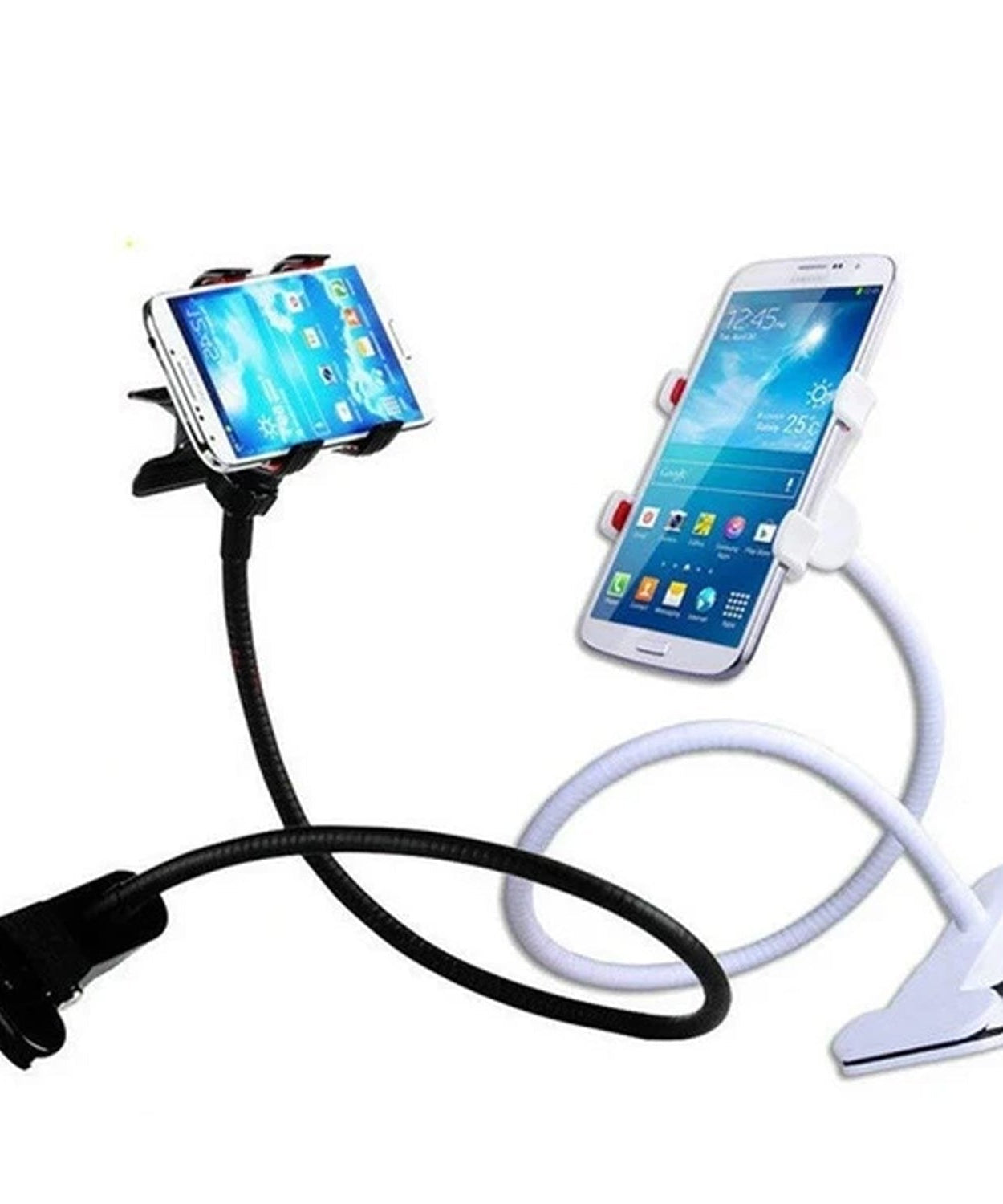 Portable metal bracket, 360-degree flexibility.