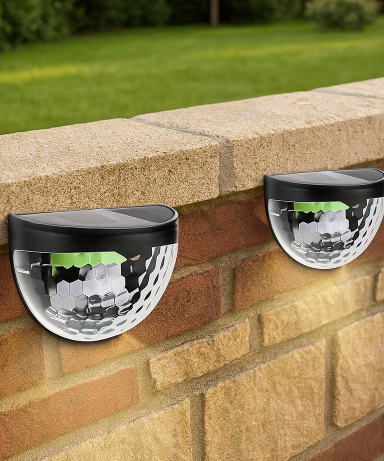 6 LED Solar Powered Wall Mount Fence Light with Honeycomb Shade Design (2 Pc Set)