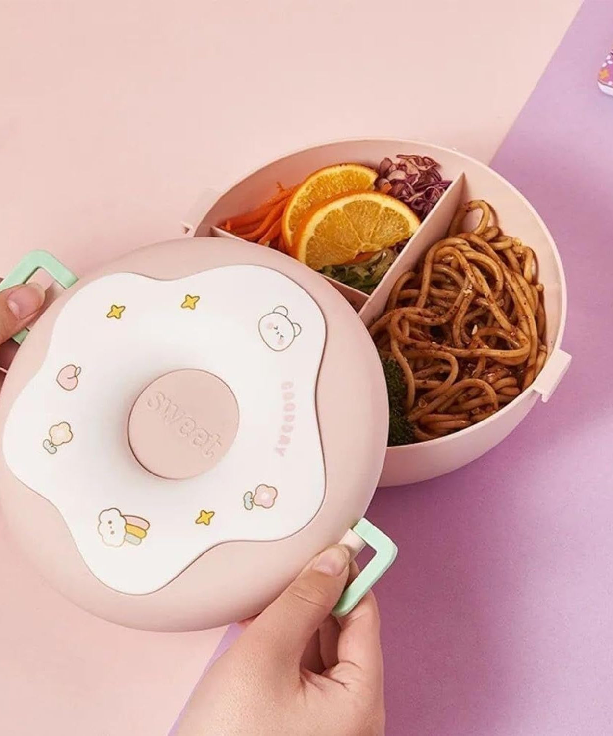 Donut Shaped Double Insulated 3 Compartment Lunch Box 