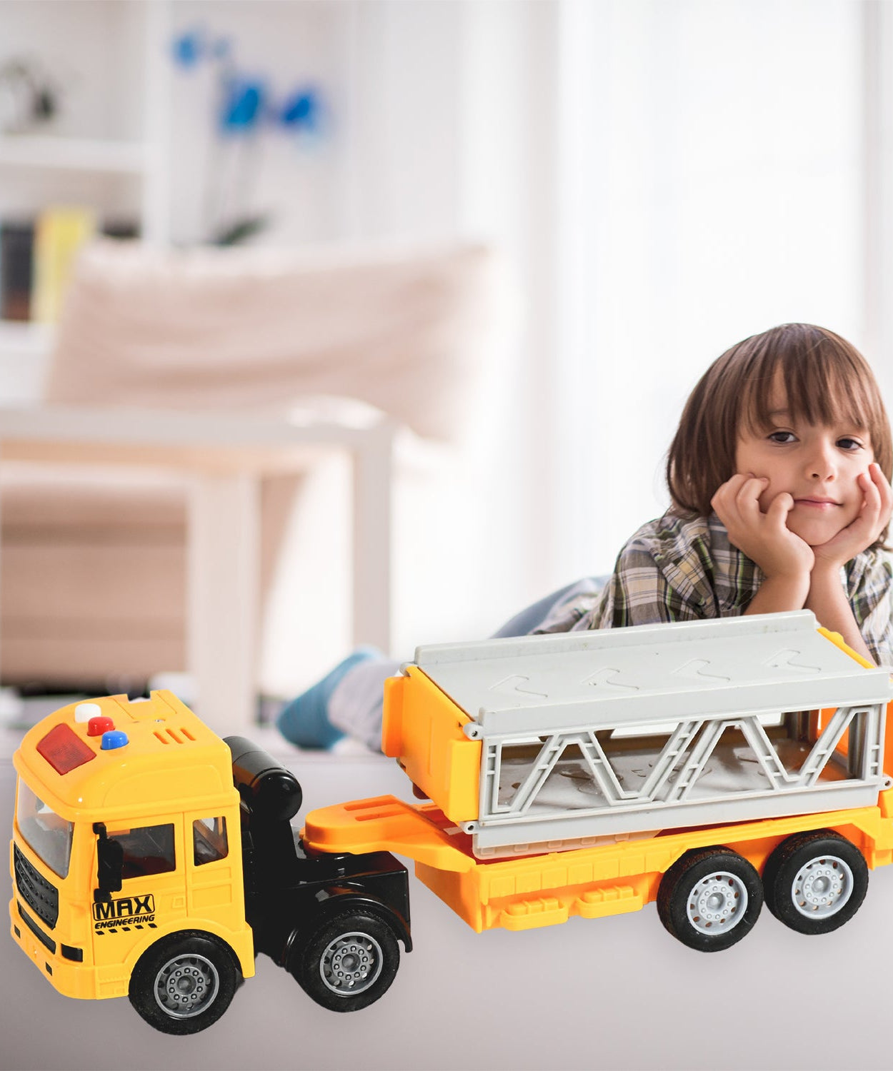 Realistic Long-Haul Toy Vehicle Transport Playset with Lights and Sound