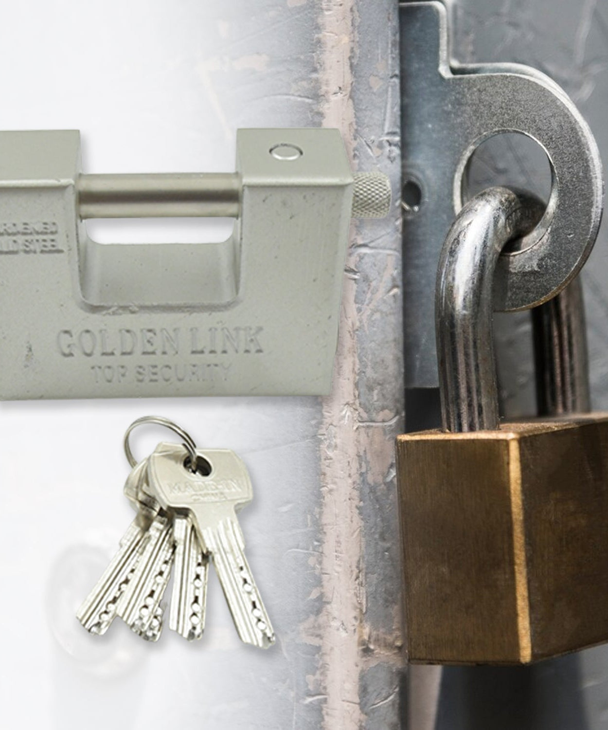 94mm Stainless Steel Padlock: Rectangular, Hardened Steel, 5 Keys