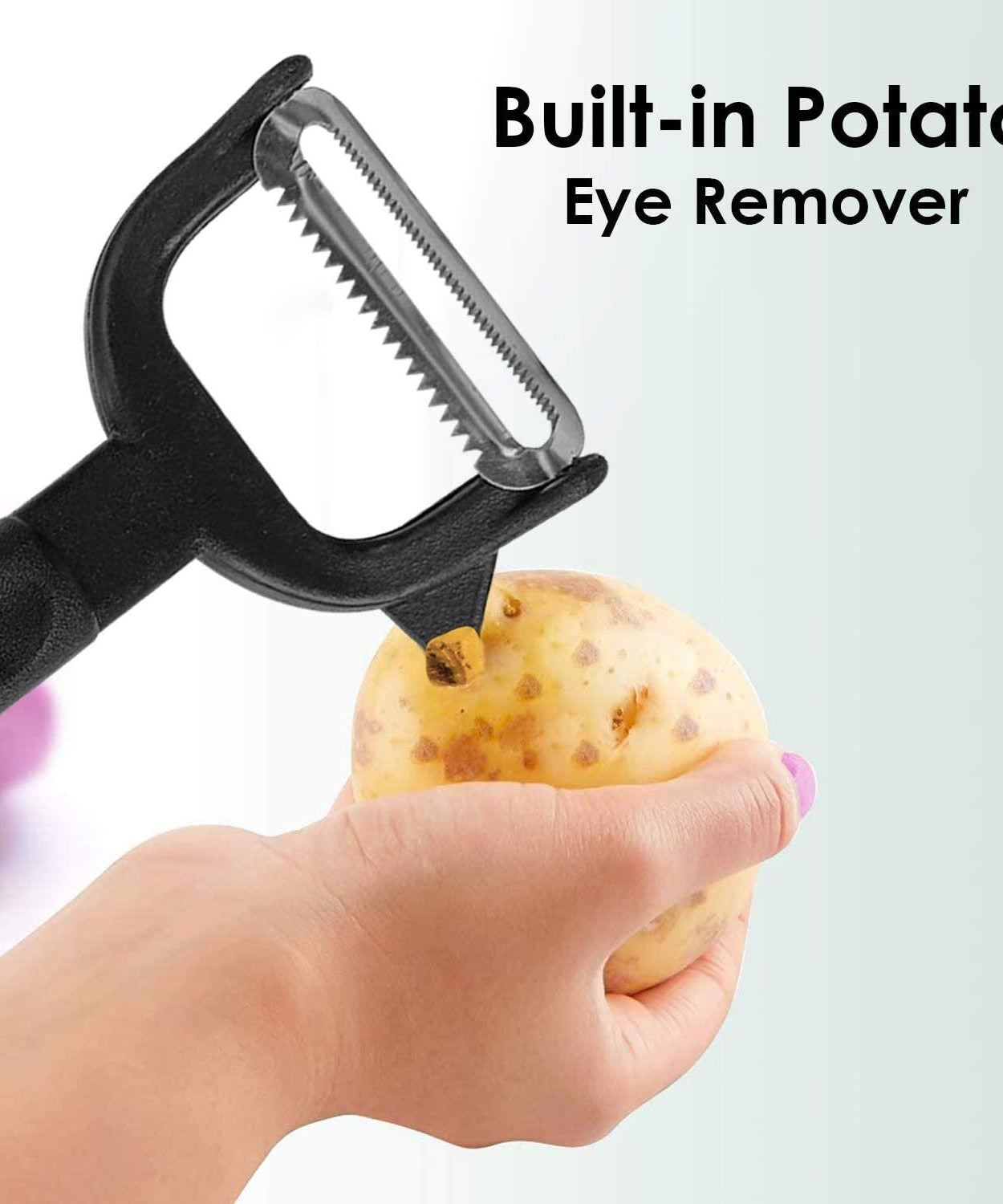 Peeler with vegetable julienne in action