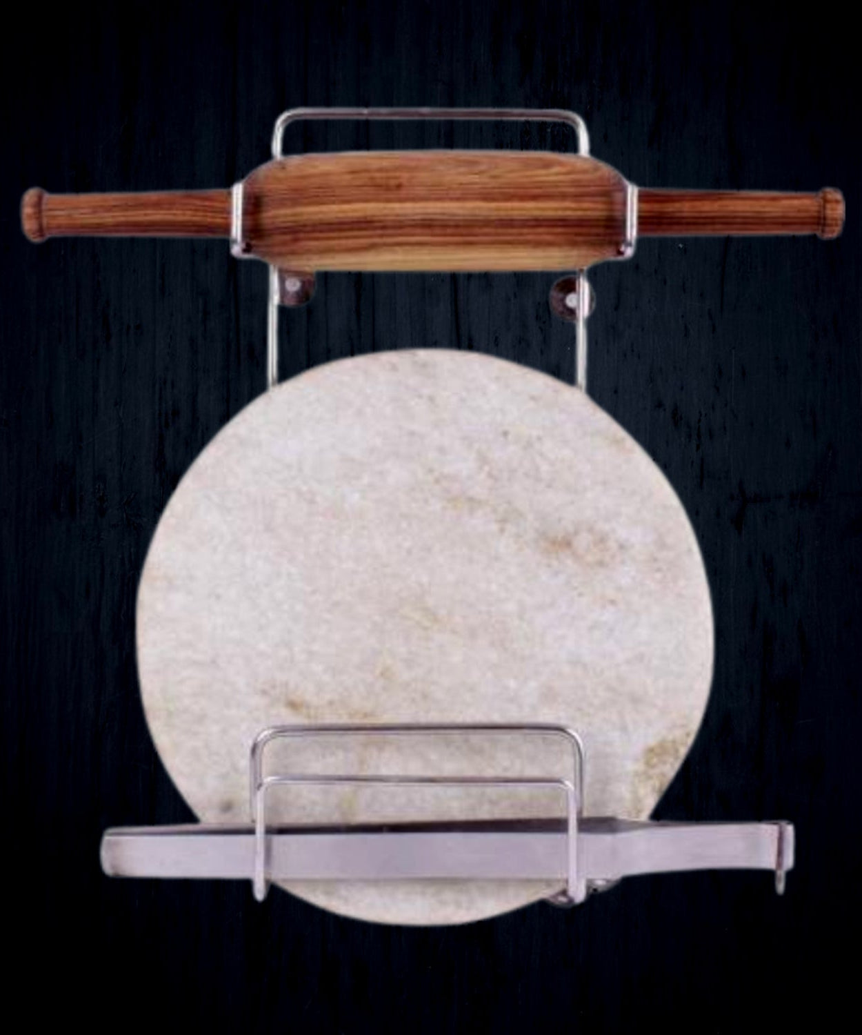 Chakla Belan Chimta Stand Rolling Pin Board Tong Holder Silver Stainless Steel Multi-Purpose Rack for Kitchen (1 Pc )