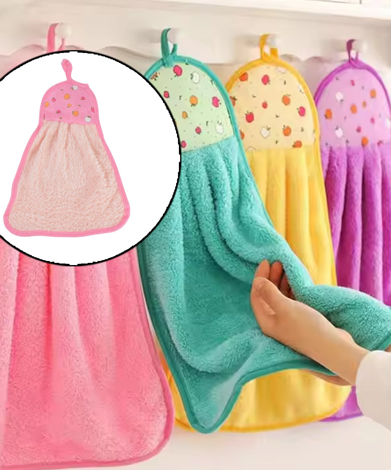 Microfiber Wash Basin Hanging Hand Kitchen Towel Napkin with Loop