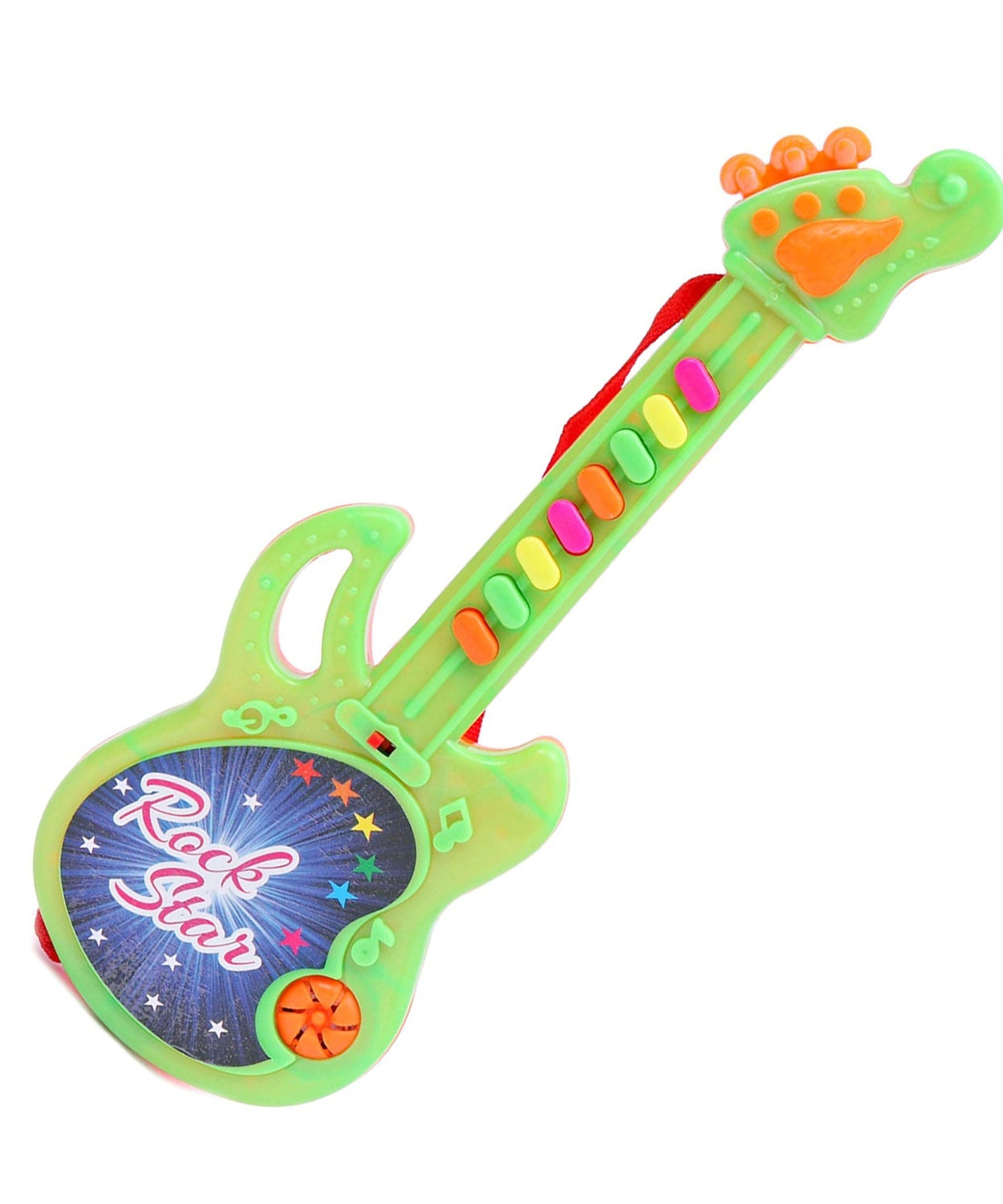 Mini guitar with vibrant colors, ideal for delightful music play