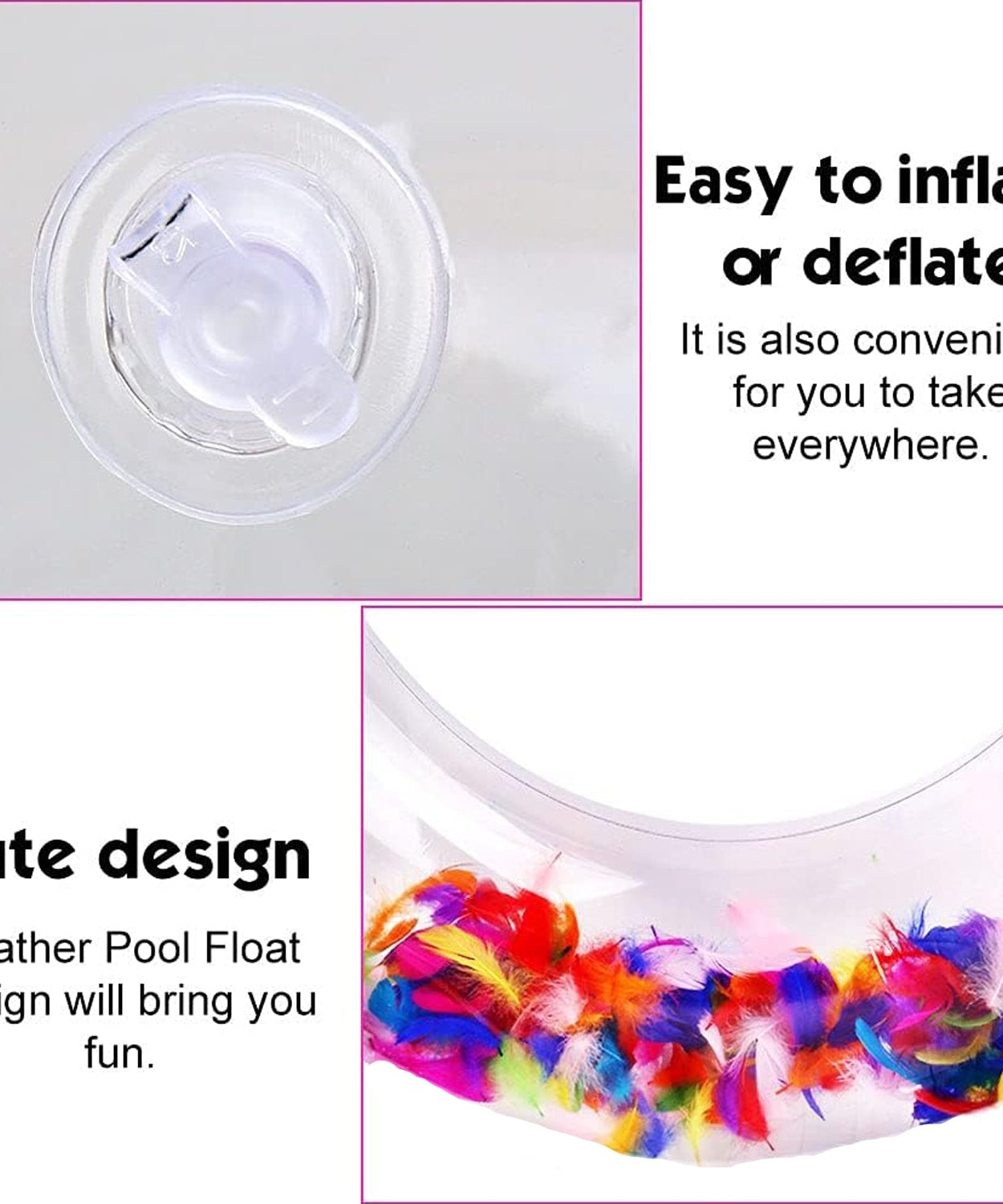 Swim Ring, For Adults, Conveniently Portable, Feathers, Swimming Ring, For Water Play, For Beaches, Swimming, Summer Vacation, Women's, Men's (1 Pc)