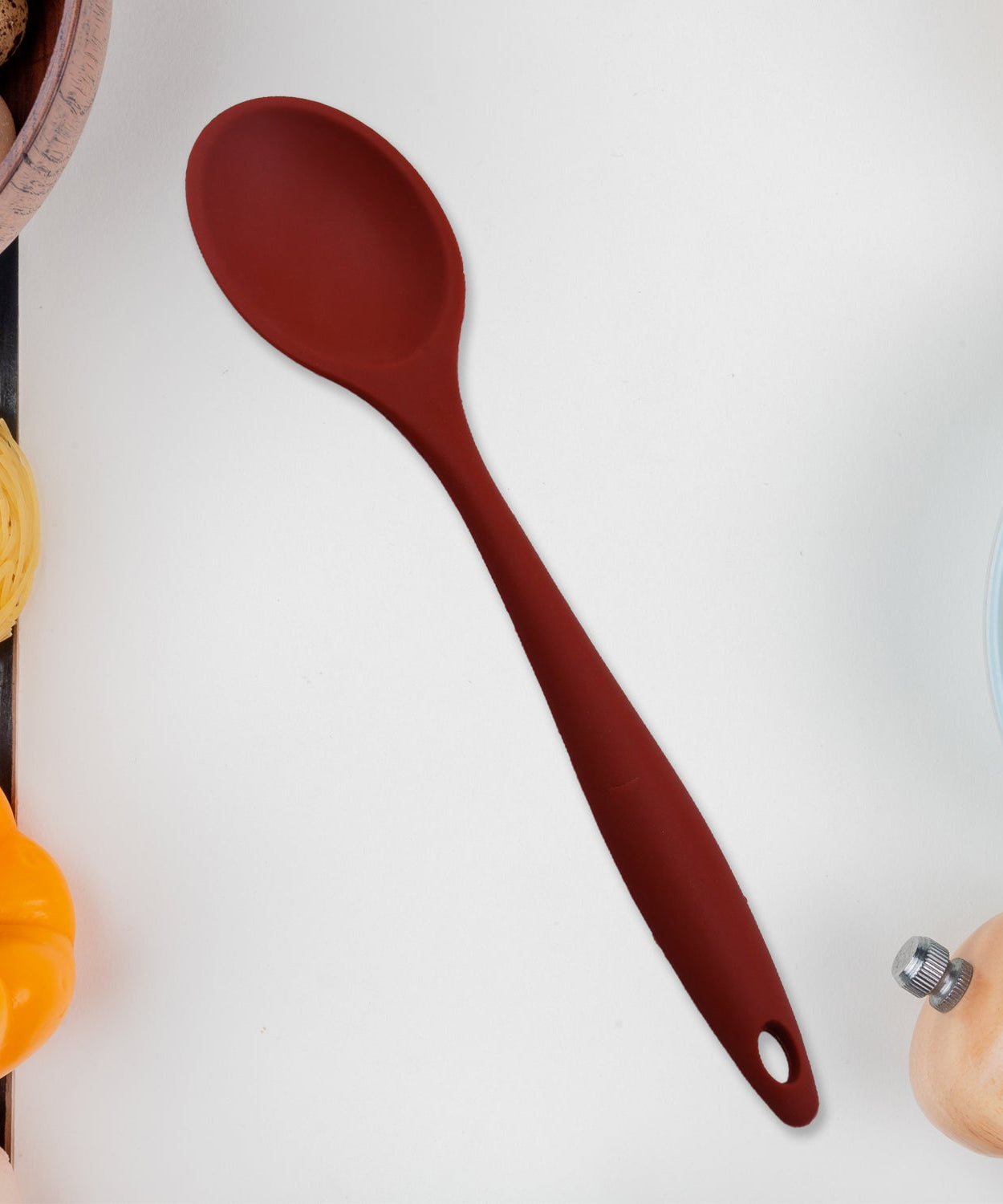 Heat-resistant silicone basting spoon for cooking
