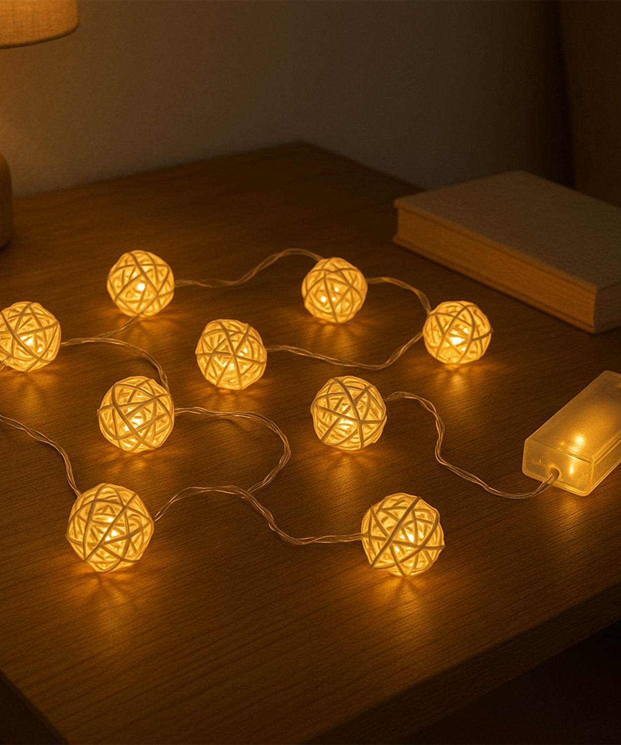 Battery Operated Rattan Ball String Decorative Fairy Lights