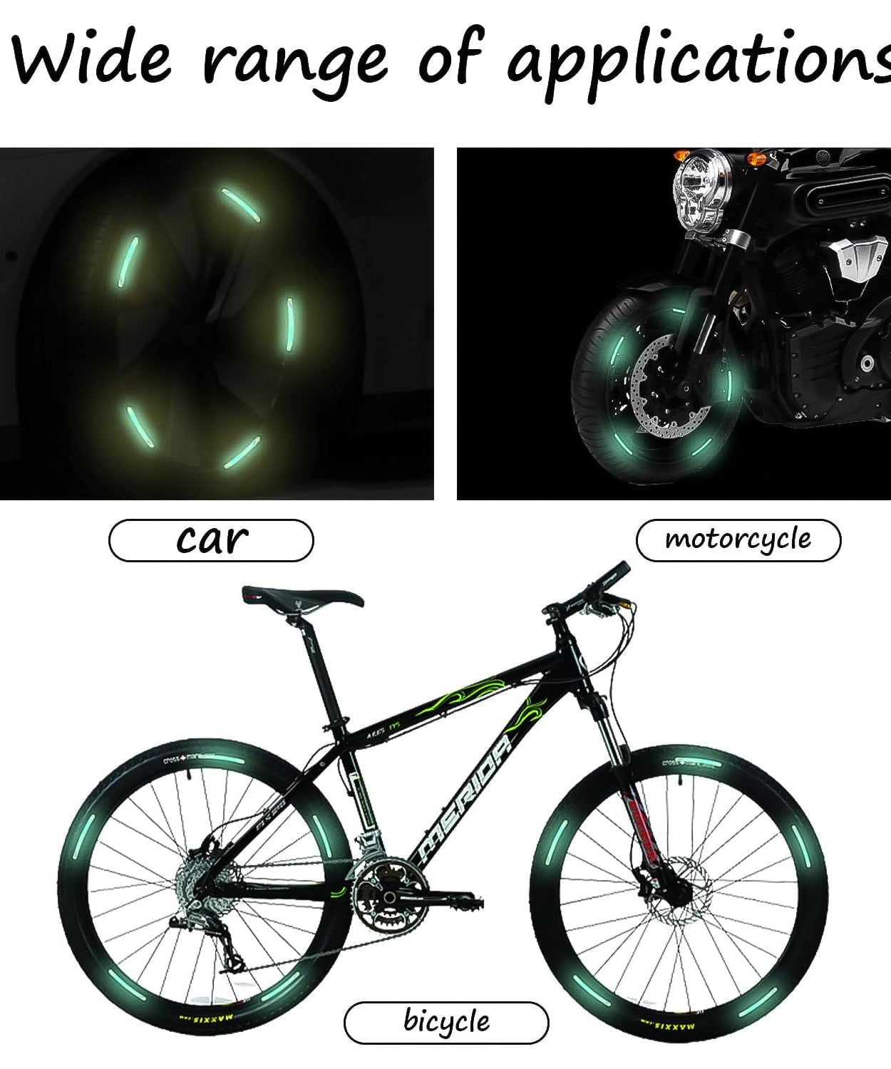 Car Wheel Hub Reflective Car Stickers, Night Warning Stickers (20 Pcs Set/ Multicolored)