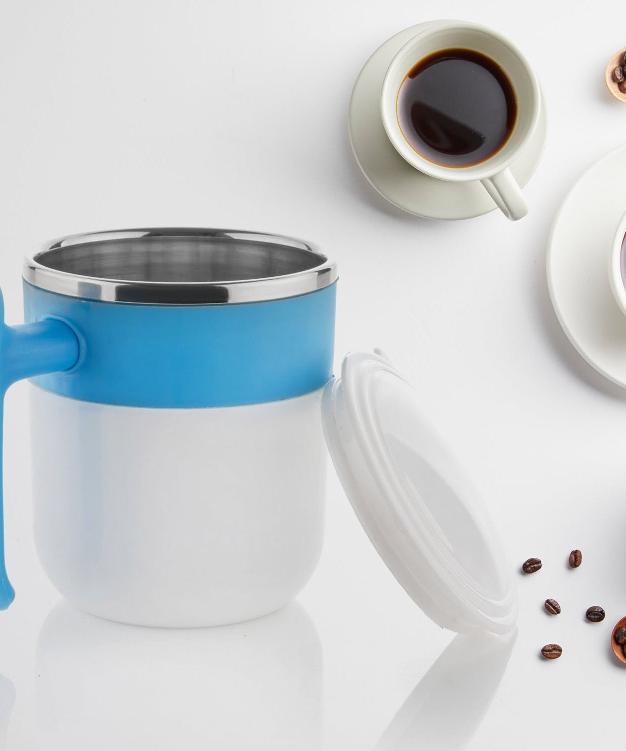 Stainless Steel Insulated Coffee/Tea Mug with Lid – Double Wall Hot Beverage Travel Cup, Milk Mug for Office & Home Use (1 Pc)