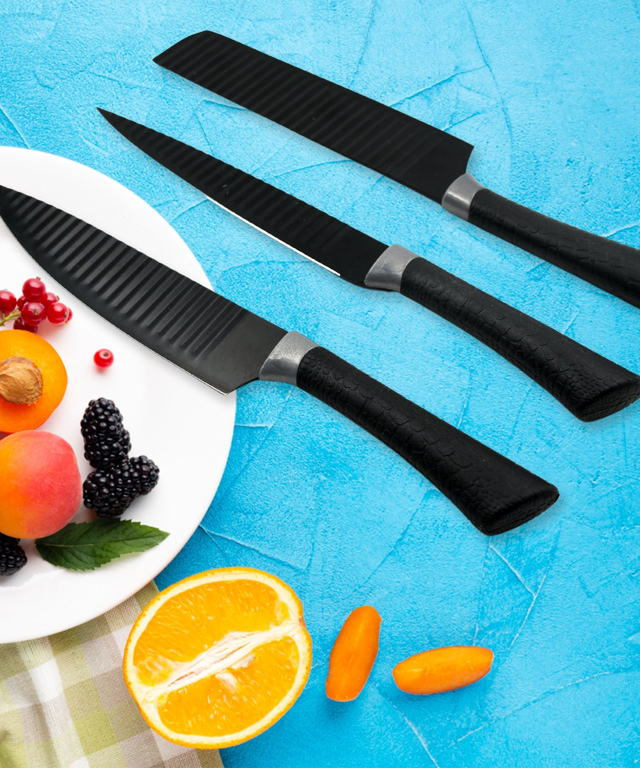 6 Pieces Professional Kitchen Knife Set, Meat Knife, Chef's Knife with Non-Slip Handle for Home, Kitchen and Restaurant with Chef Peeler and Scissor (Stainless Steel / 6 Pcs Set)