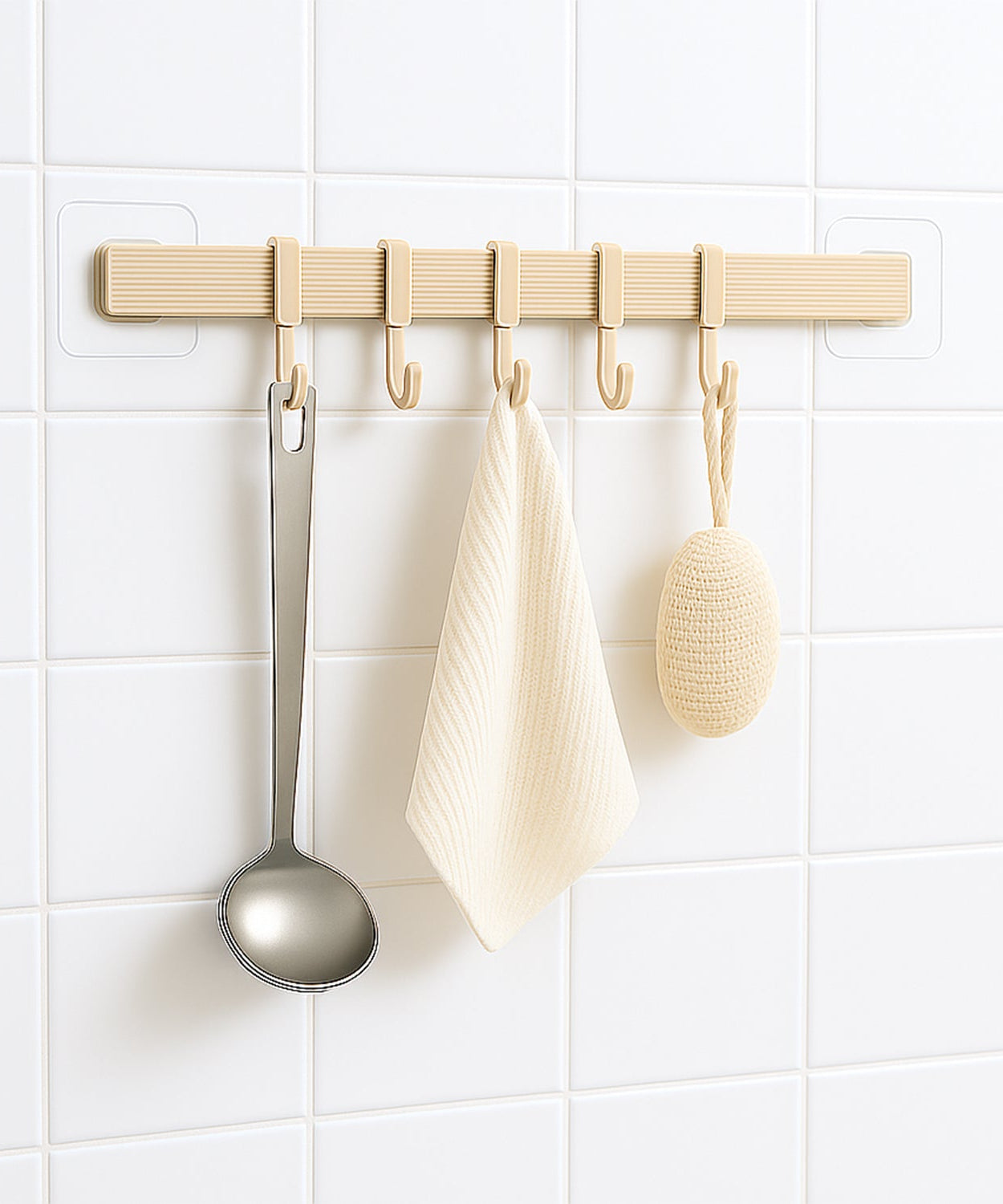 Self-Adhesive 6-Hook Wall Hanging Rack (1 Pc)