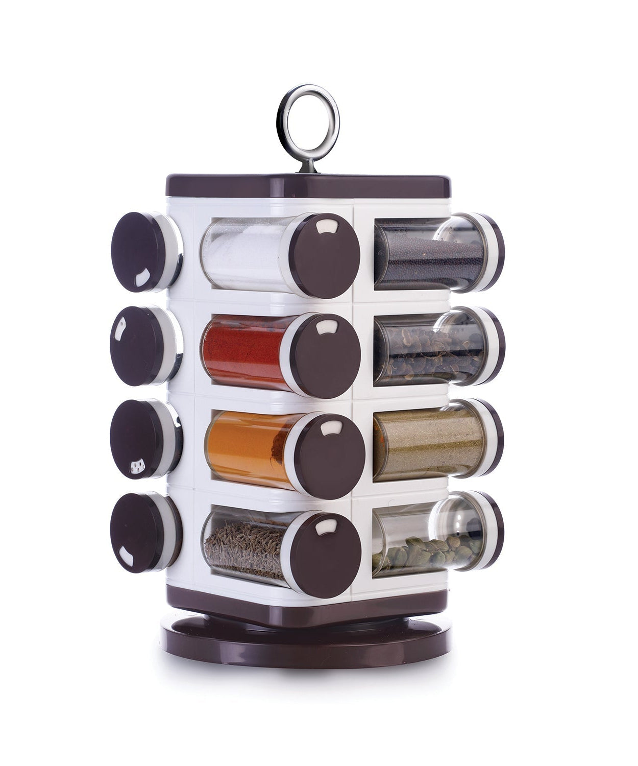 Ganesh multipurpose revolving spice rack with 16 dispensers, 100 ml each.