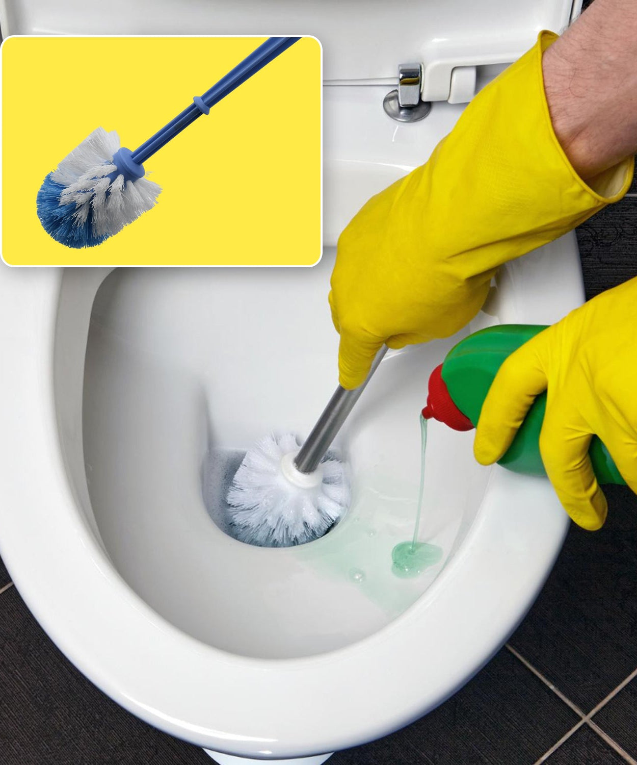 Round plastic toilet brush for easy cleaning
