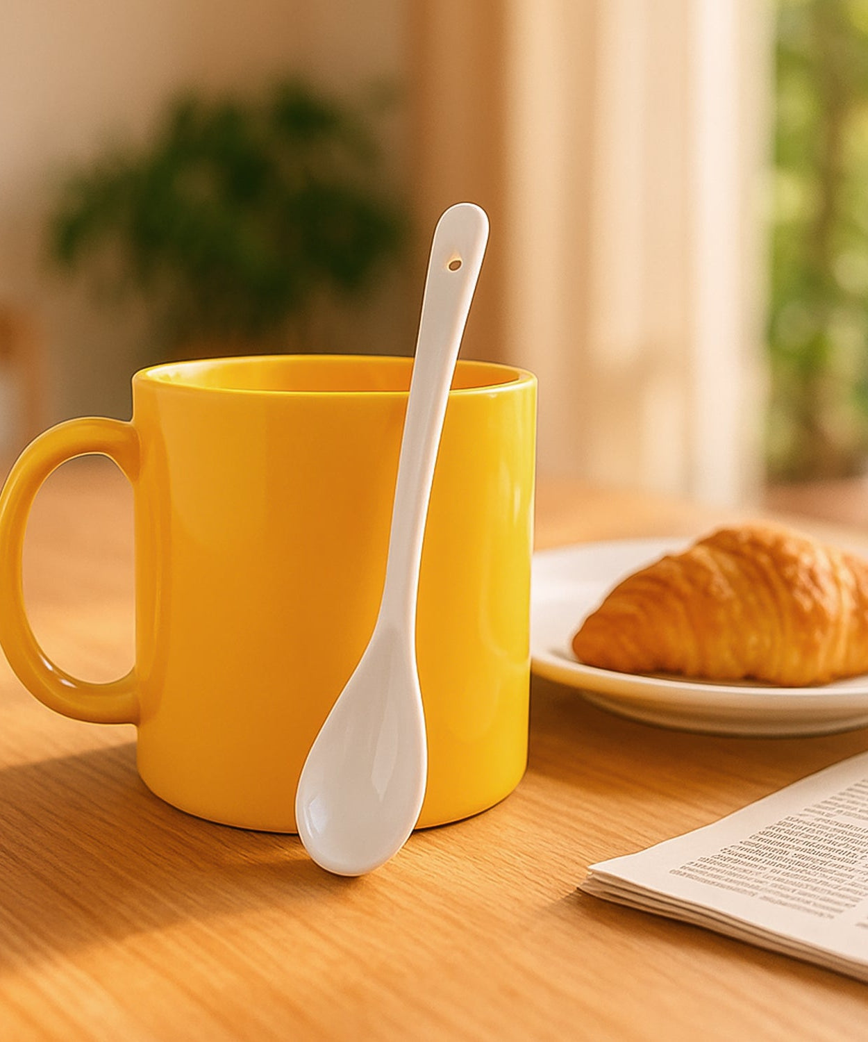 Elegant Ceramic Mug with Matching Spoon