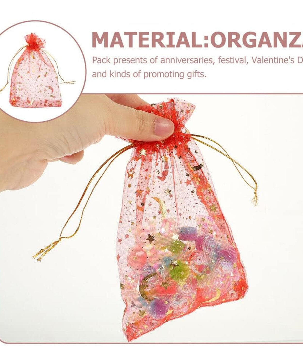 Net fabric drawstring bags for packing